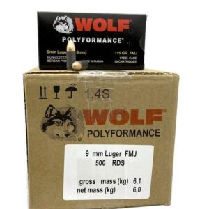 1000rds – 9mm Wolf 115gr. FMJ Ammo